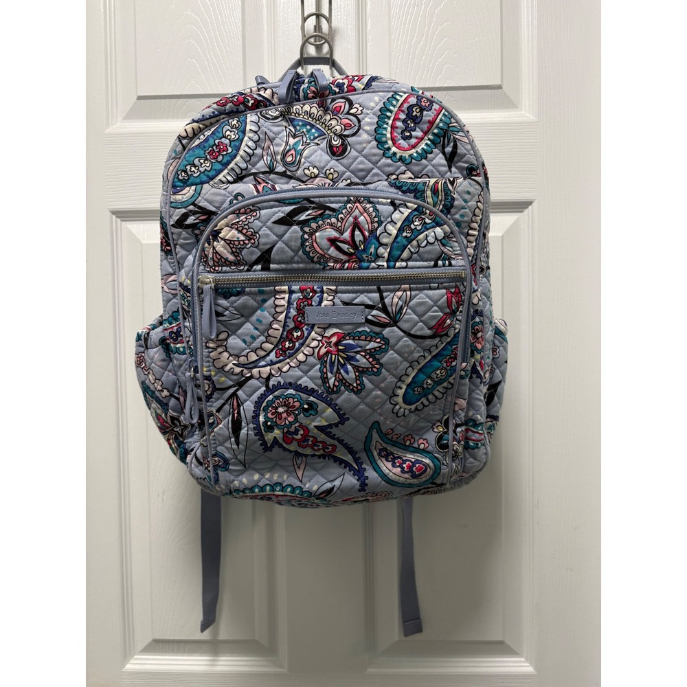 Vera Bradley Backpack Women Large Blue Paisley Floral Good Quilted Cotton Bag